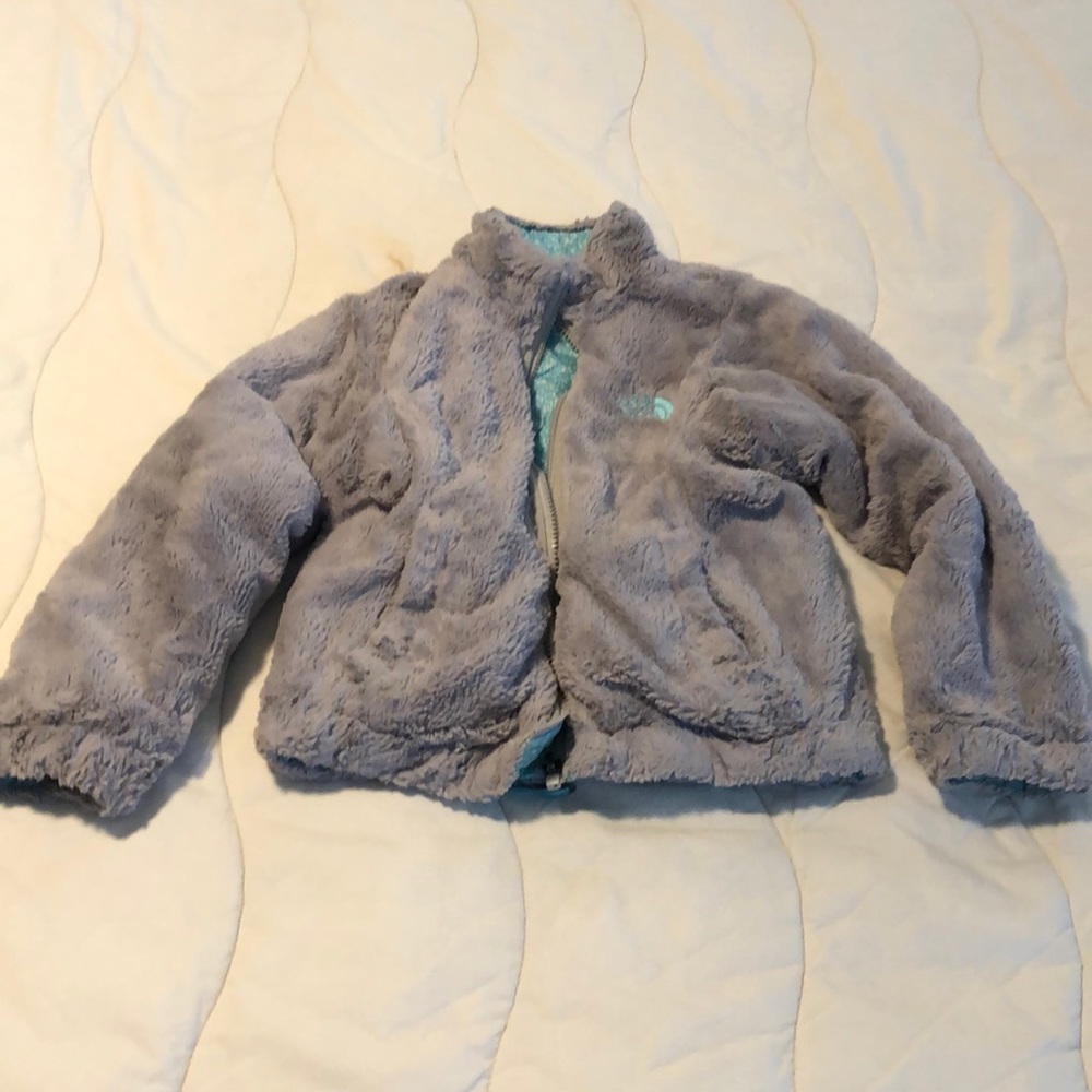 Size xs (6) girl north face coat- reversible